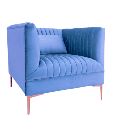 Stylish Golden Metal Legs Mint Blue Fabric Velvet Sofa Leisure Armchair